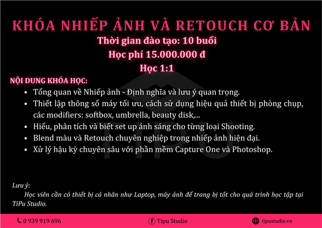 KHOÁ NHIẾP ẢNH VÀ RT CHUYÊN NGHIỆP